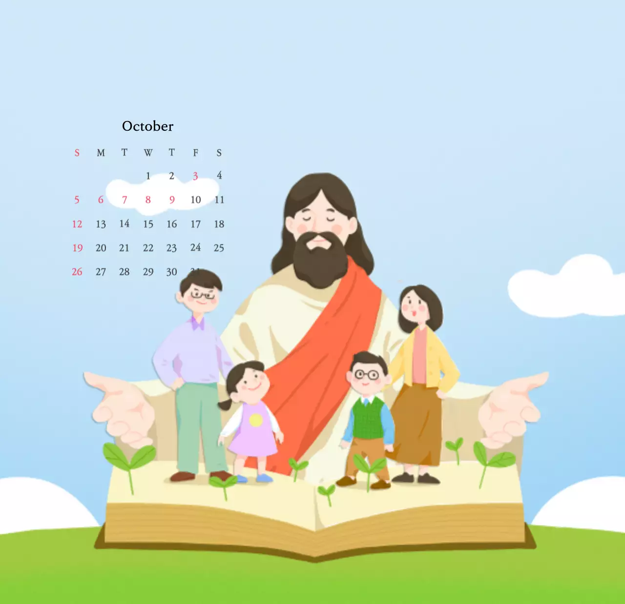 Nhà thờ với những hình minh họa dễ thương với màu sắc ấm áp