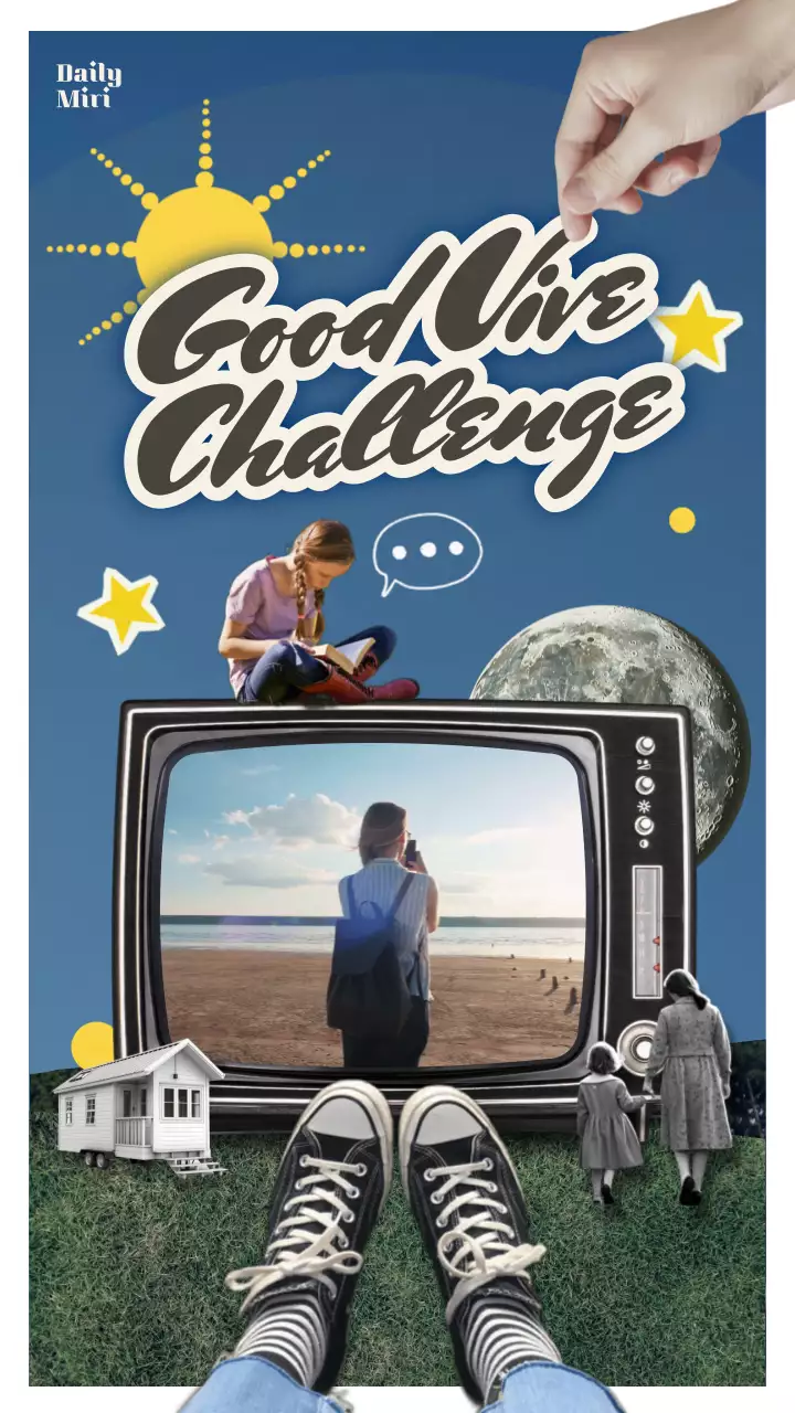 파랑과 초록색의 빈티지한 챌린지 홍보