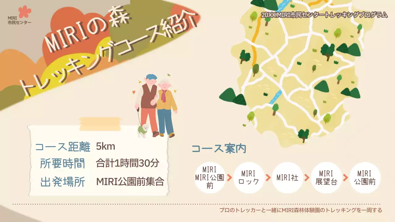 ベージュ かわいい トレッキング ポスター プレゼンテーション