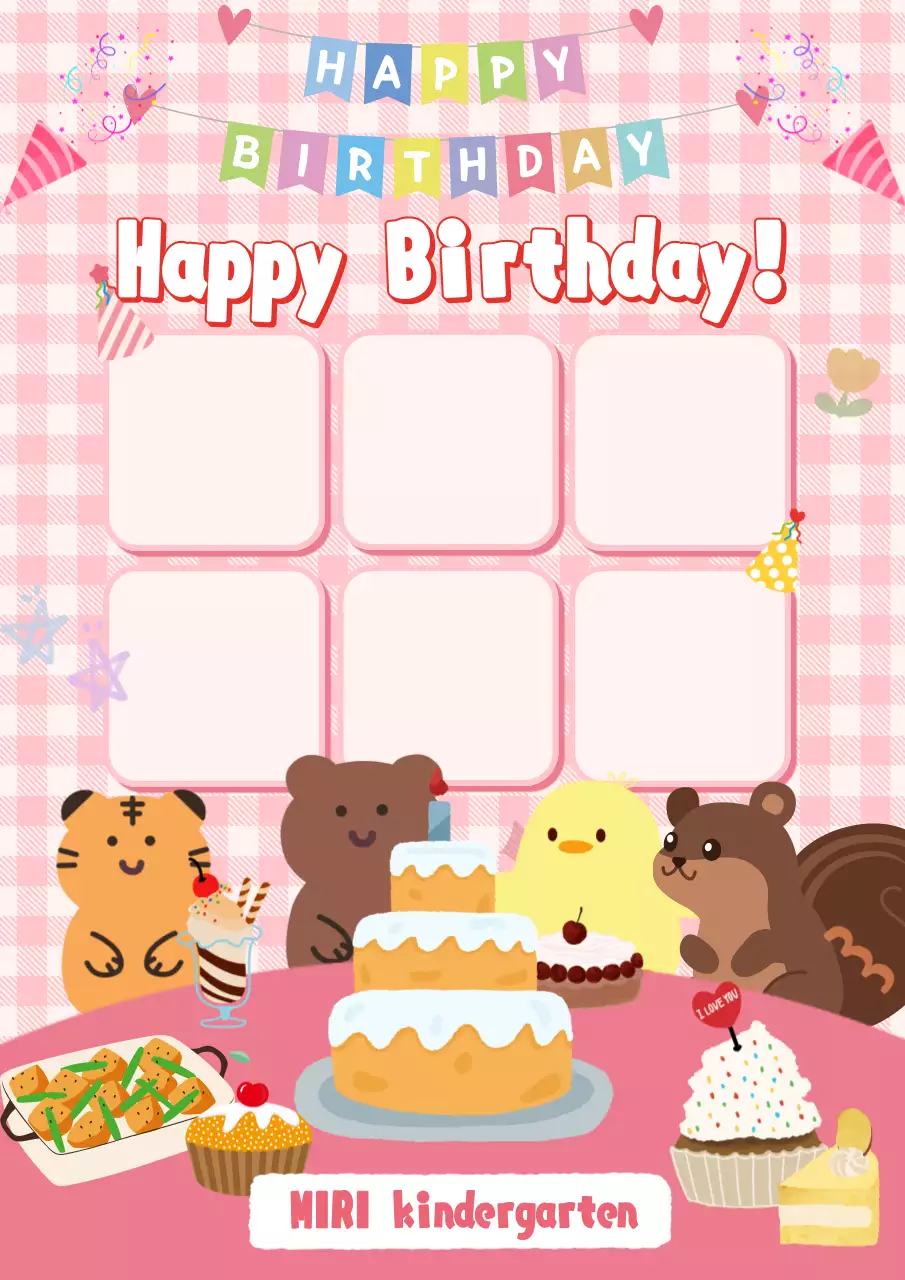 Pink Cute Birthday Invitation Poster