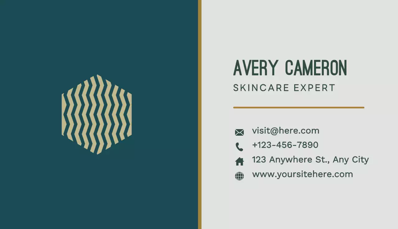 Teal Modern Skincare Business Card
