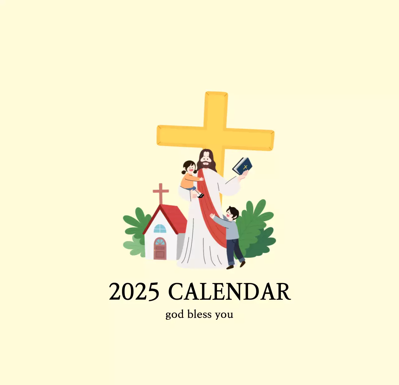 Nhà thờ với những hình minh họa dễ thương với màu sắc ấm áp