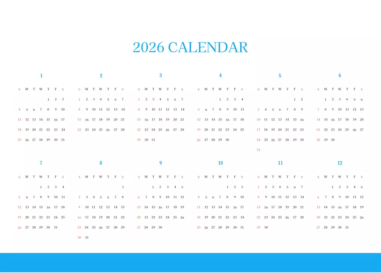 Blue modern concept church calendar