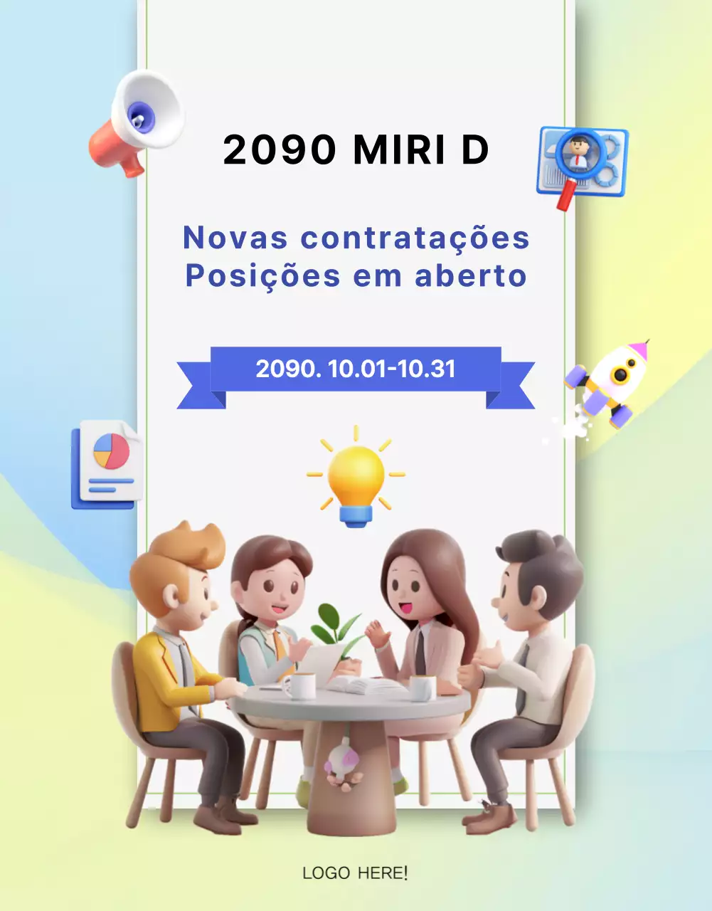 Uma carta de apresentação limpa, azul e amarela, para o anúncio de emprego da empresa