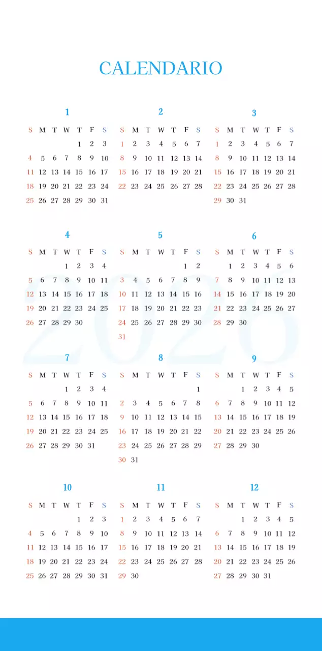 Calendario ecclesiastico blu di concezione moderna