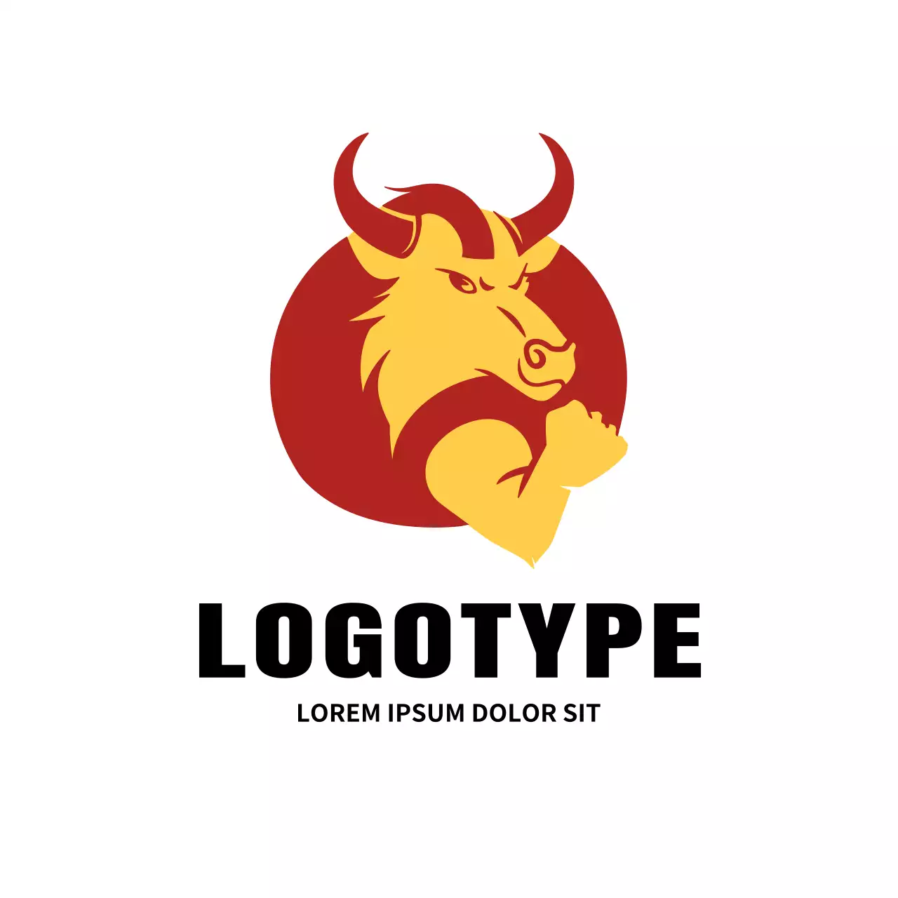 Red Bold Bull Design Logo