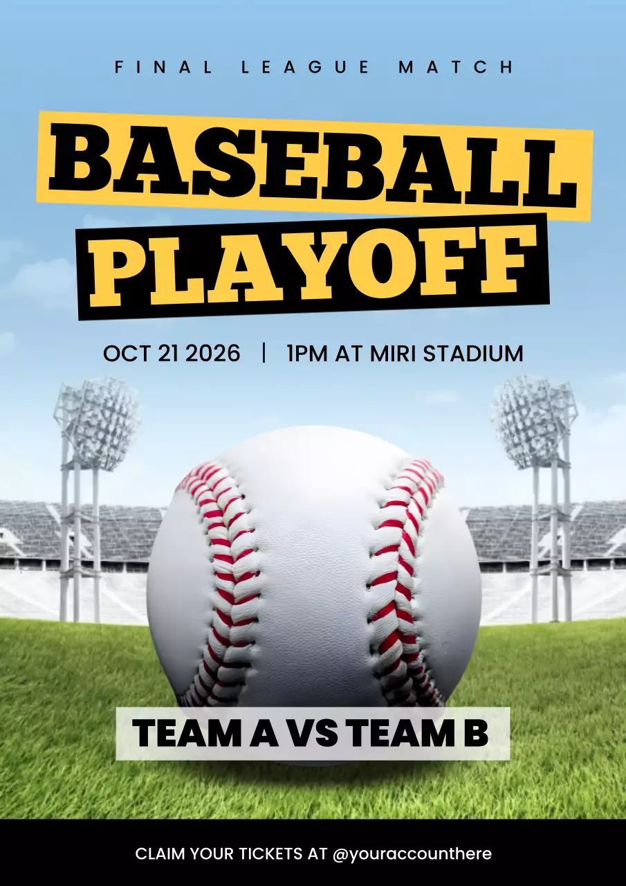 Blue Bold Baseball Promotion Poster