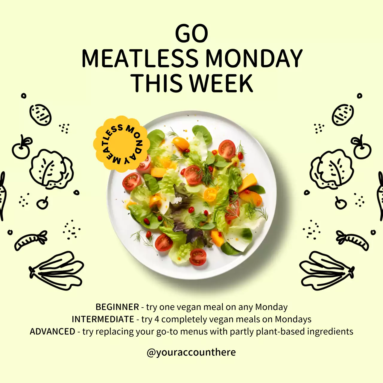 Yellow Minimal Vegan Promotion Social Media Post