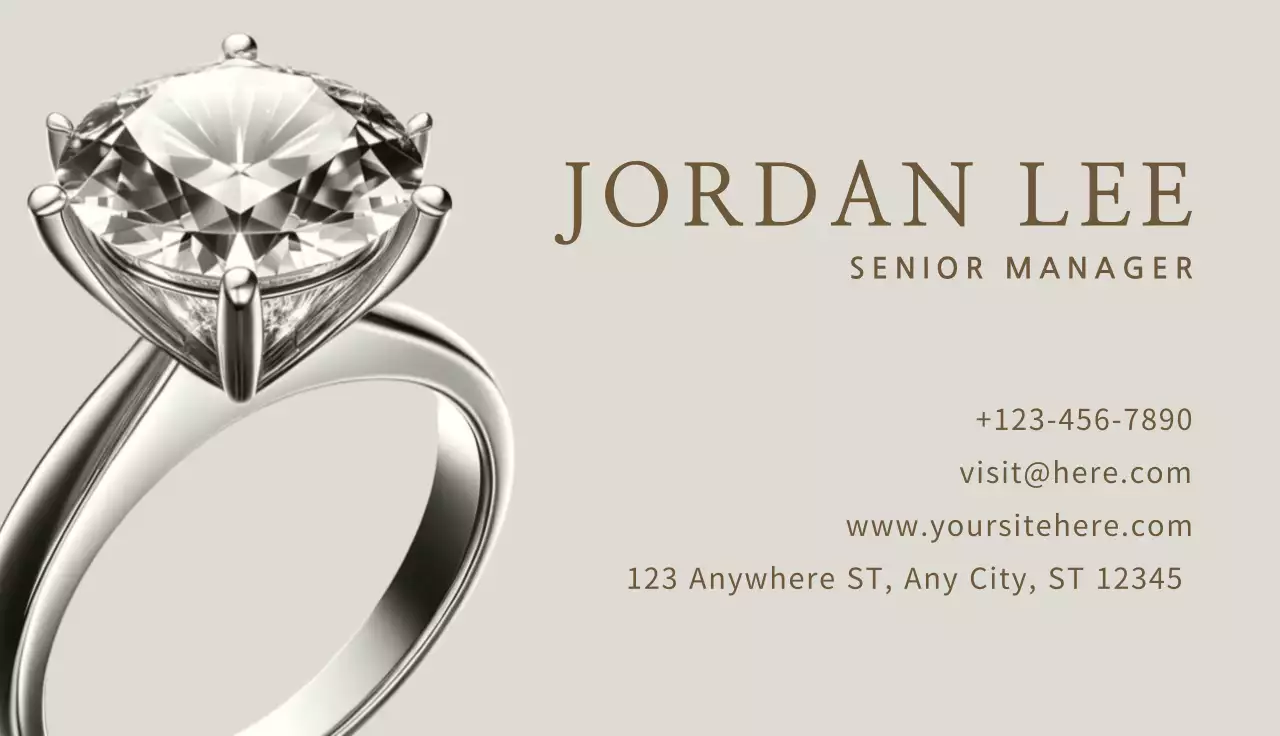 Beige Elegant Jewelry Business Card