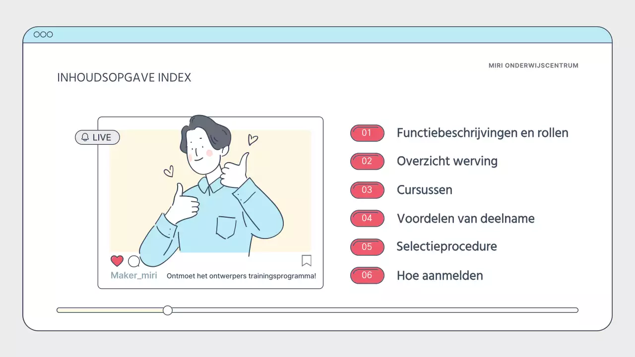 Eenvoudige witte en lichtblauwe trainingsgids voor makers