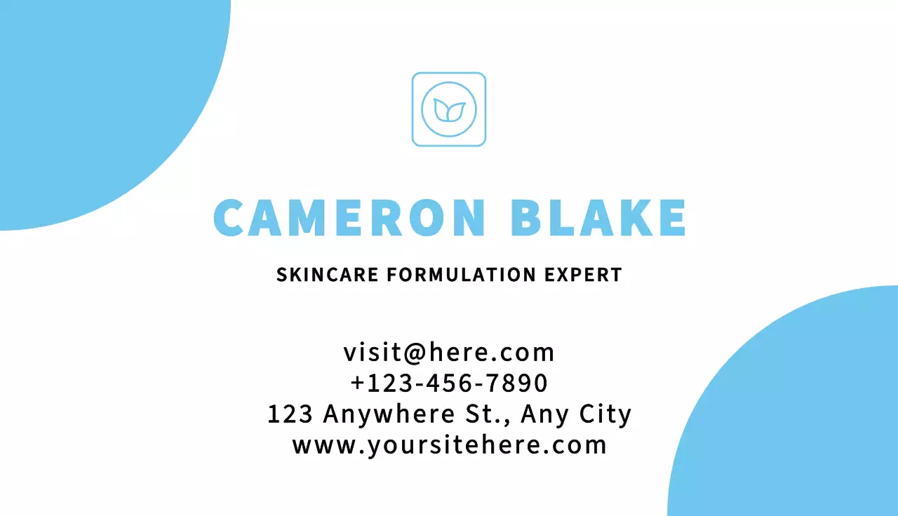 Blue Minimal Skincare Business Card