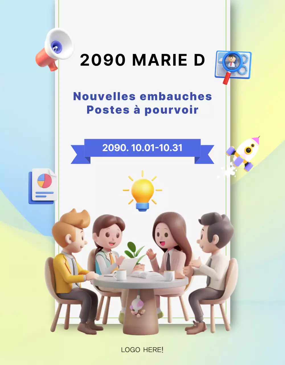 Une lettre de motivation propre à l'offre d'emploi d'une entreprise, en bleu et jaune