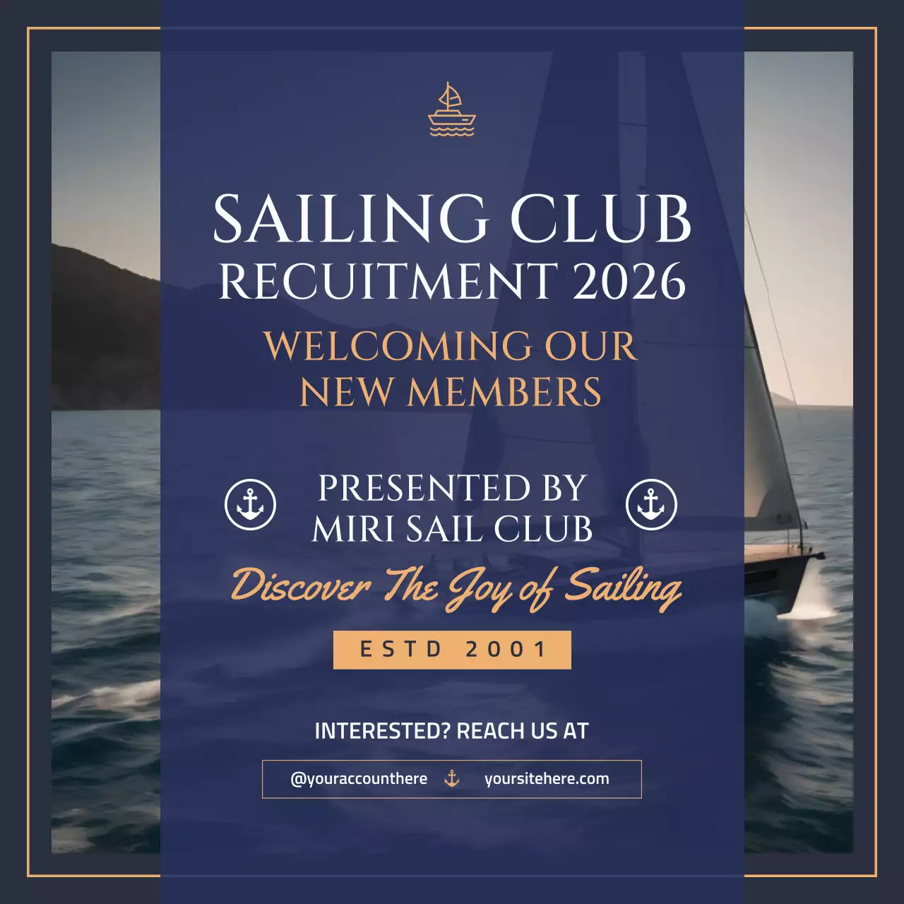 Navy Classic Sailing Recruitment Social Media Post