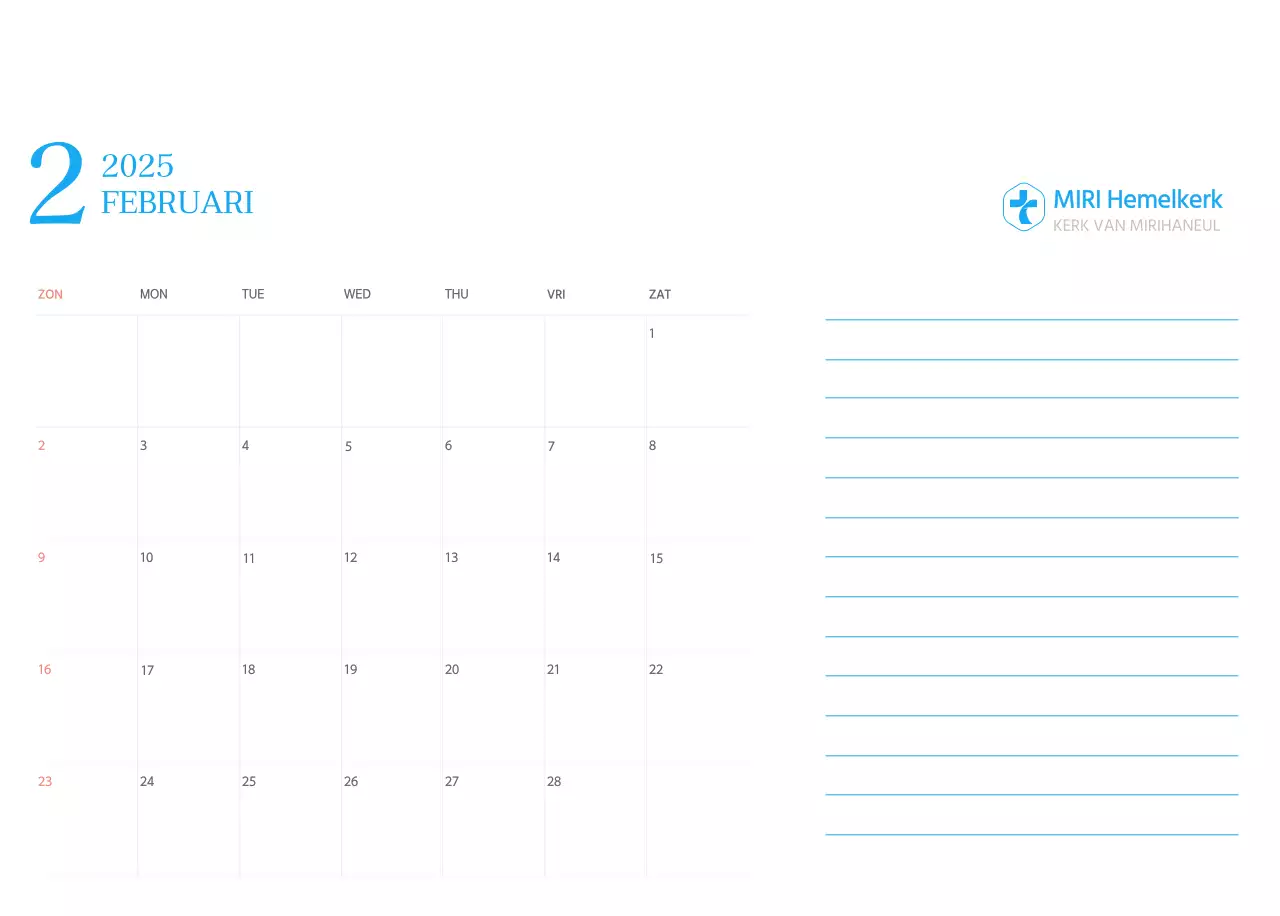 Blauw modern concept kerkkalender