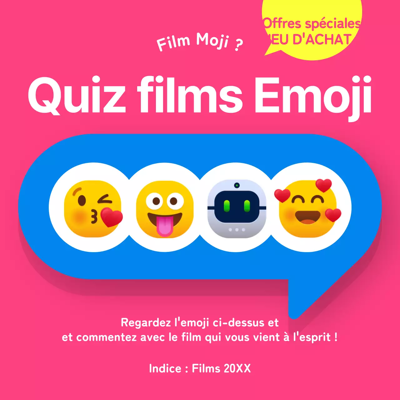 Une campagne rose vif et kitsch de jeux-questionnaires sur les emoji