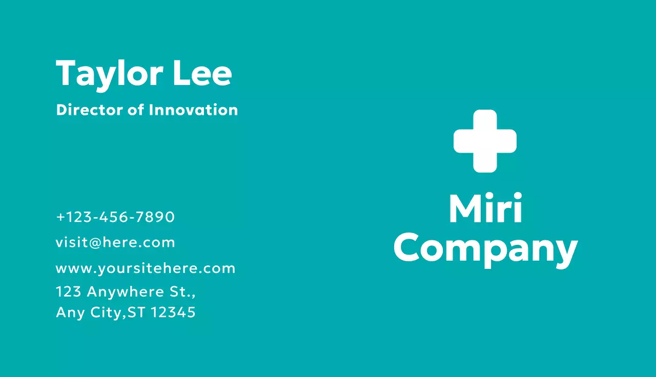 Teal Minimal Business Card