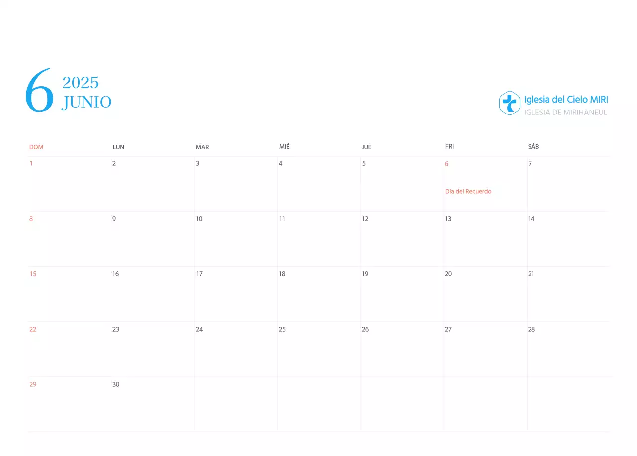 Calendario eclesiástico azul de concepto moderno