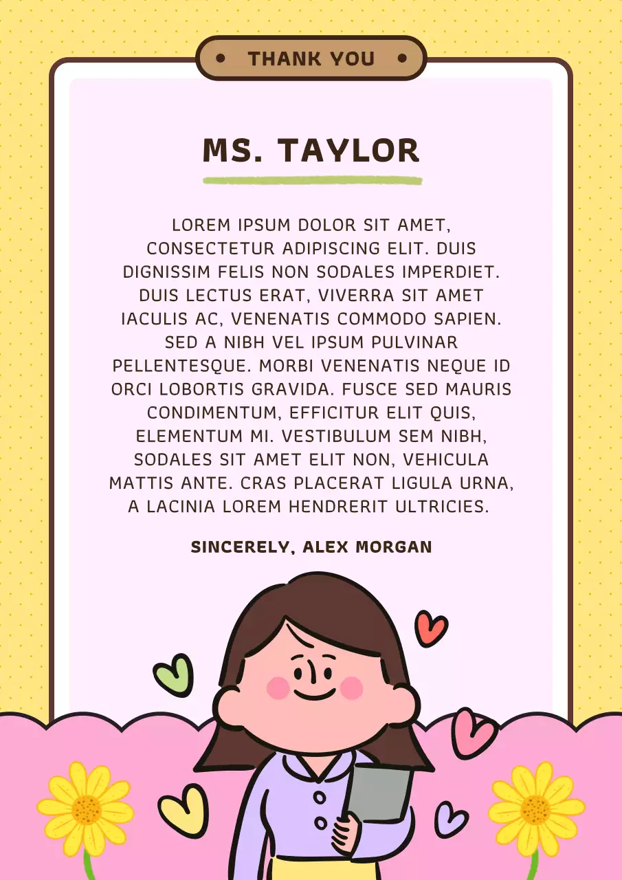 Yellow Cute Thank You Card Poster