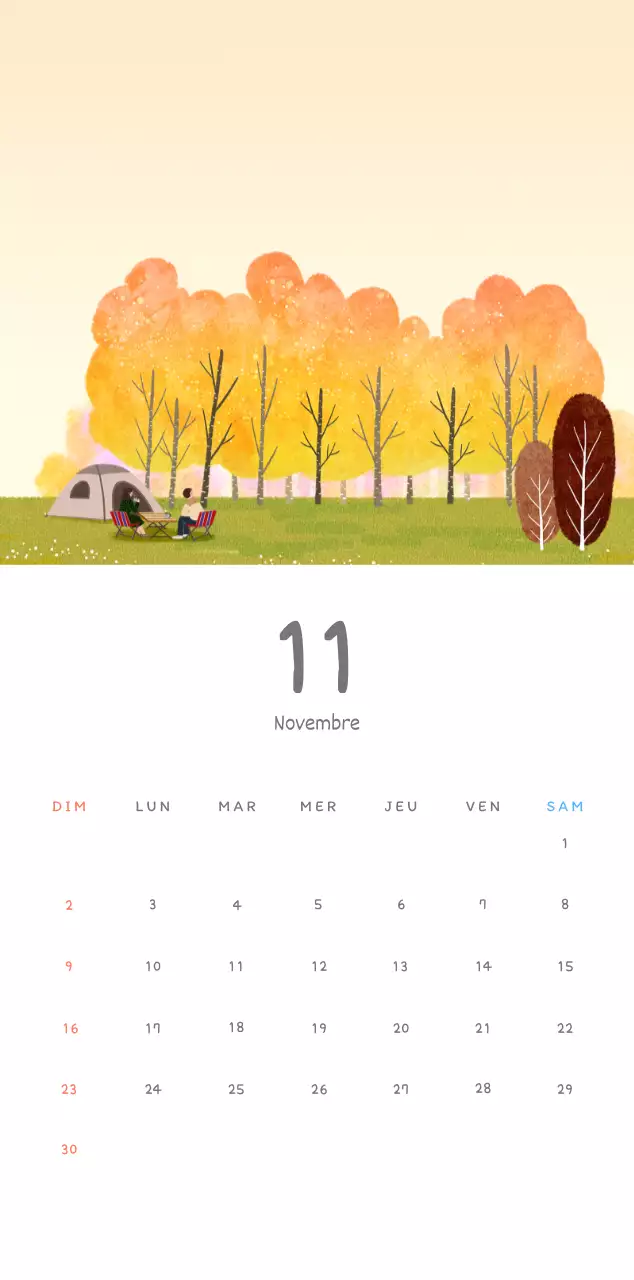 Calendriers mignons avec des illustrations câlines