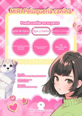 Promociona una peluquería canina kitsch de color rosa