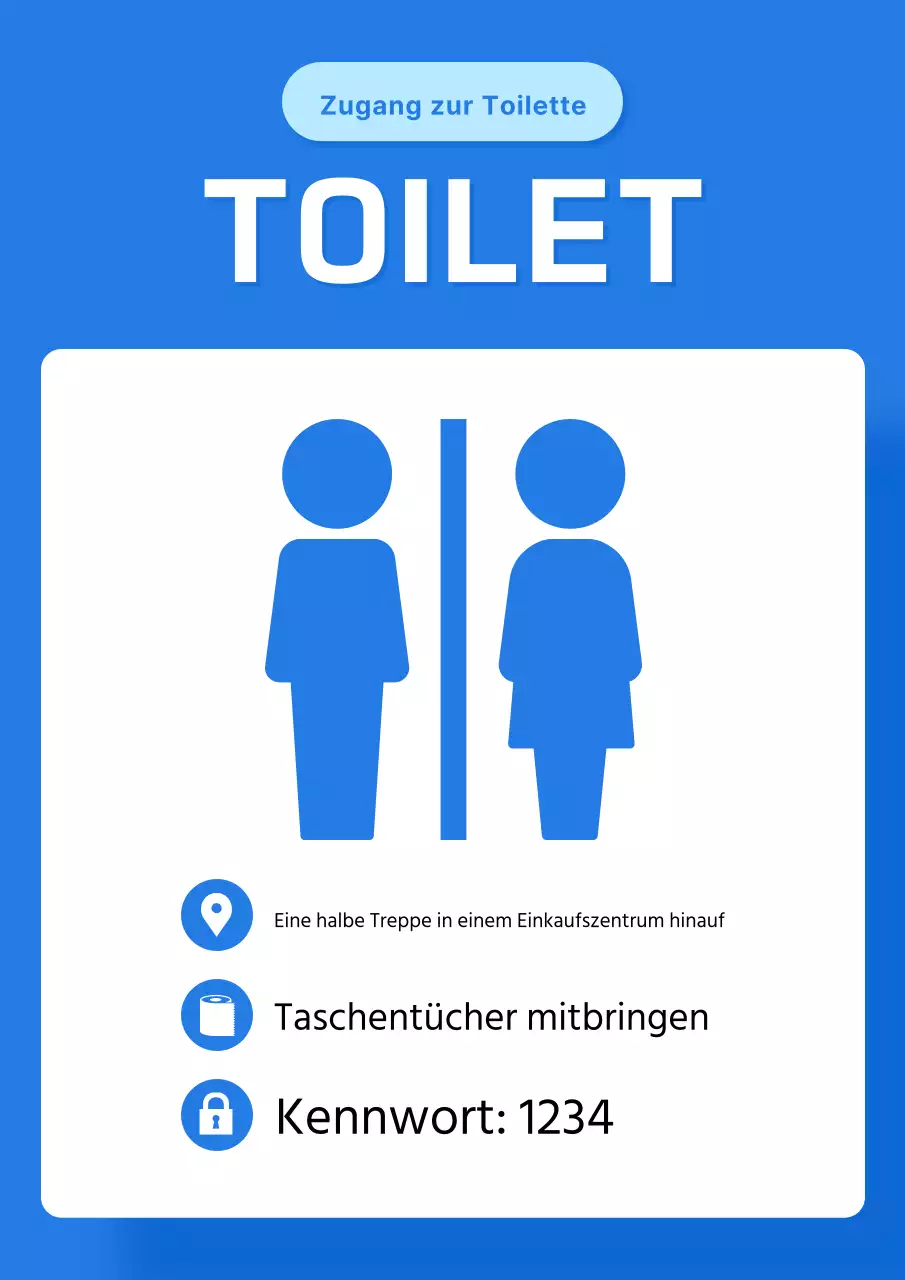 Ein einfacher blauer Toilettenzettel