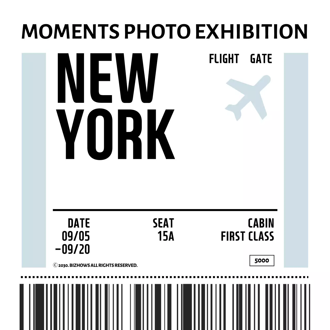 심플한 비행기 티켓 형태의 스마트톡 포장 배경지