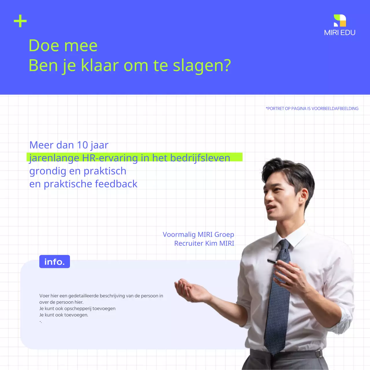 Modern trainingsmateriaal in blauw en fluorescerende kleuren