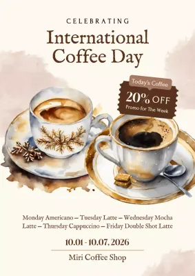 Beige Vintage Coffee Promotion Poster