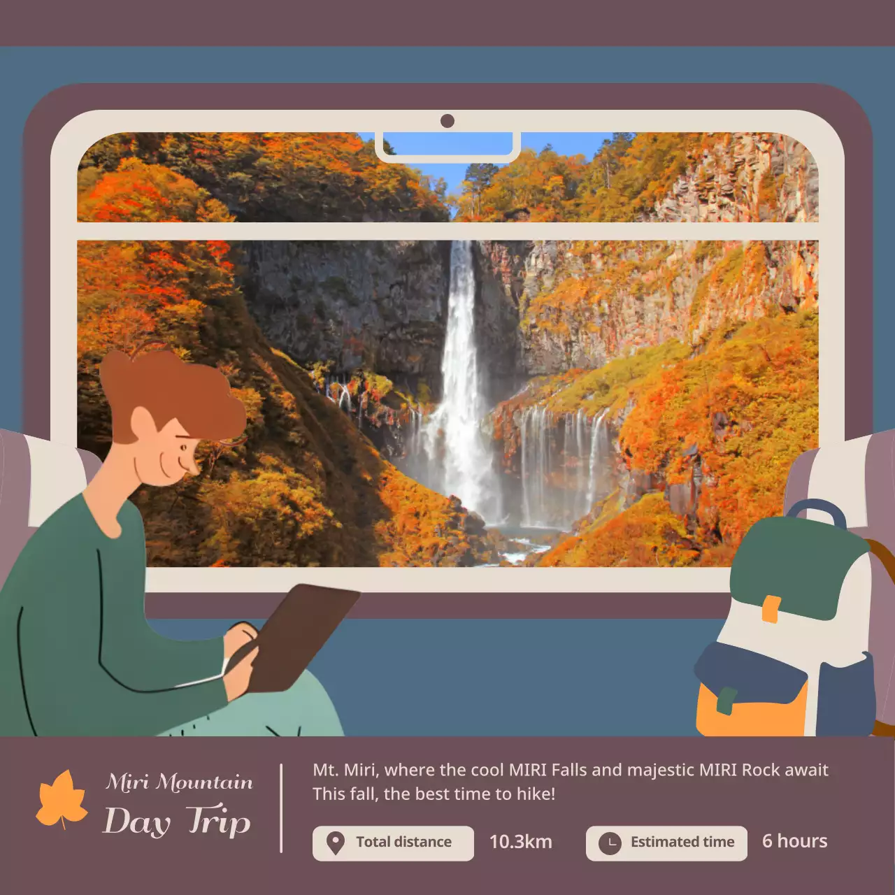 Orange Modern Hiking Advertisement Social Media Post