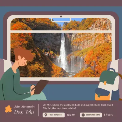 Orange Modern Hiking Advertisement Social Media Post