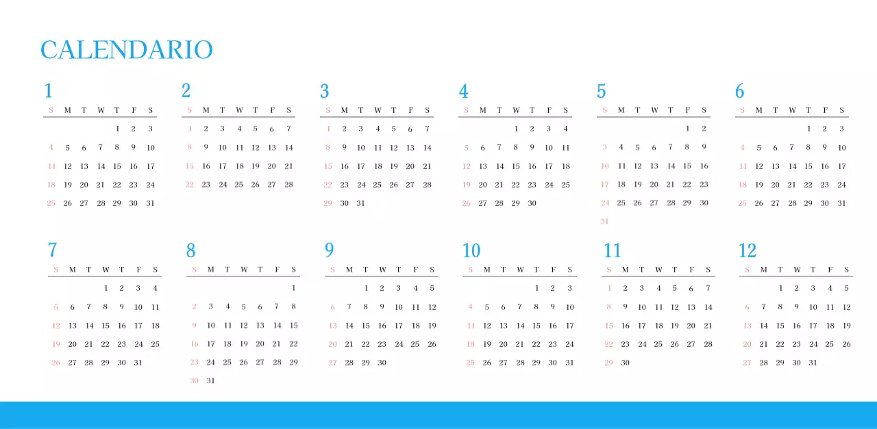 Calendario ecclesiastico blu di concezione moderna