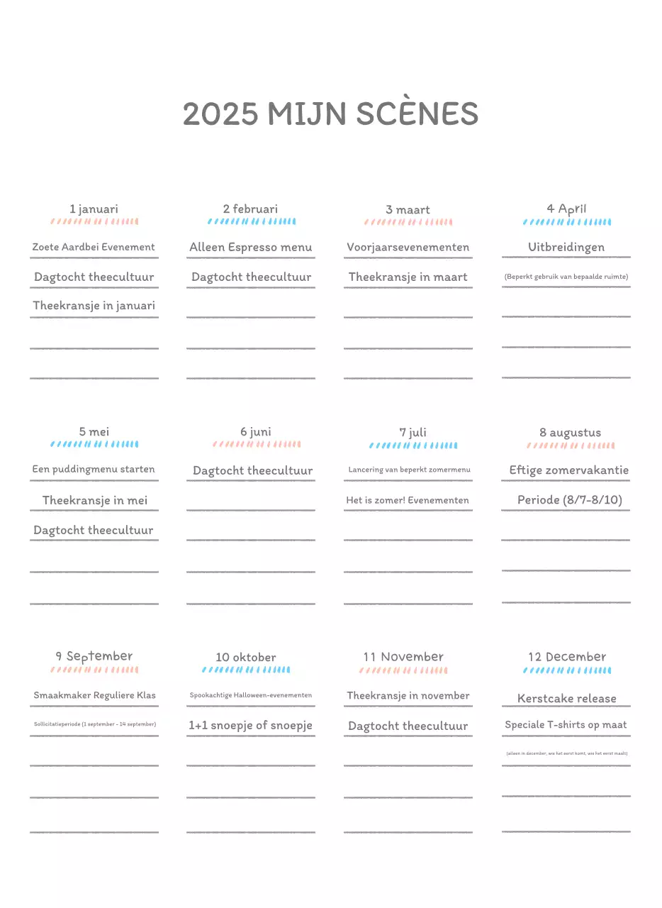 Schattige kalenders met schattige illustraties