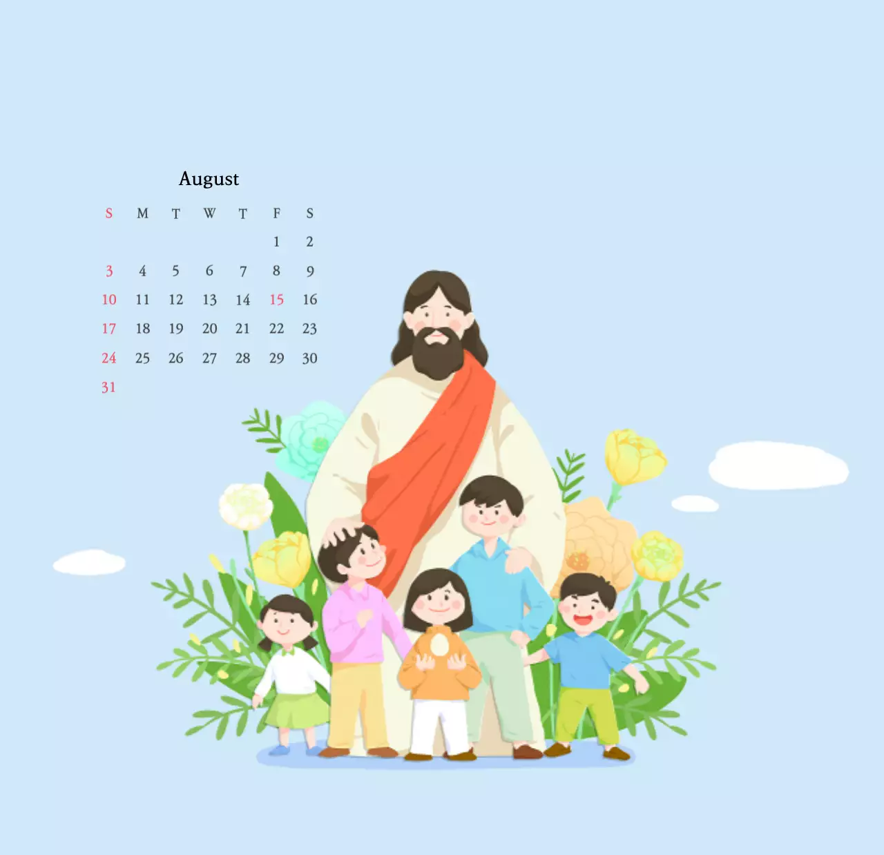 Nhà thờ với những hình minh họa dễ thương với màu sắc ấm áp