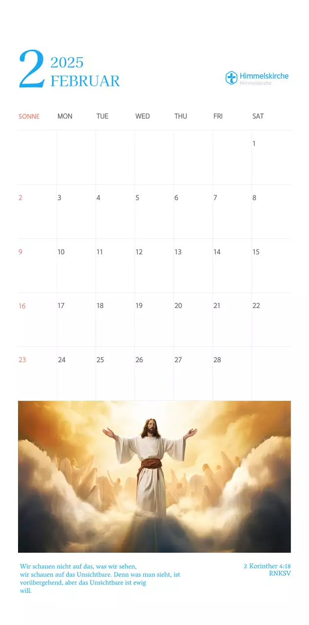 Blaues modernes Konzept Kirchenkalender