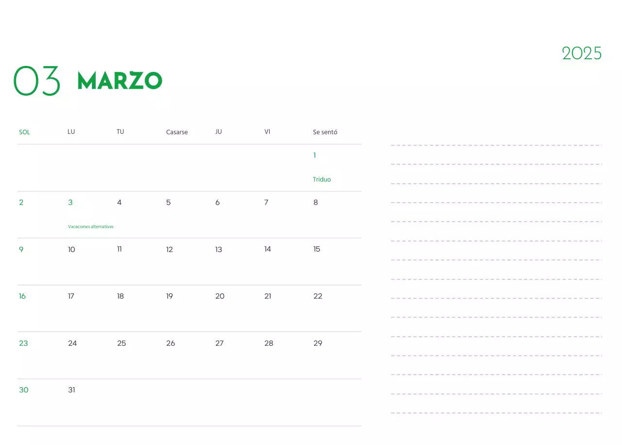 Un calendario con una foto de un cachorro y un bonito mensaje en color verde