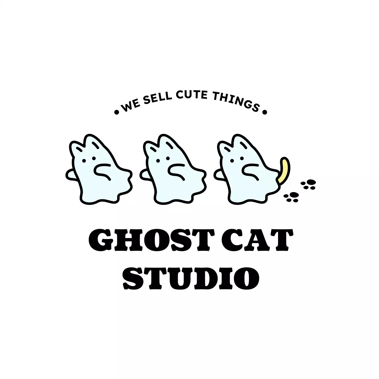 귀여운 유령 고양이 캐릭터 도시락