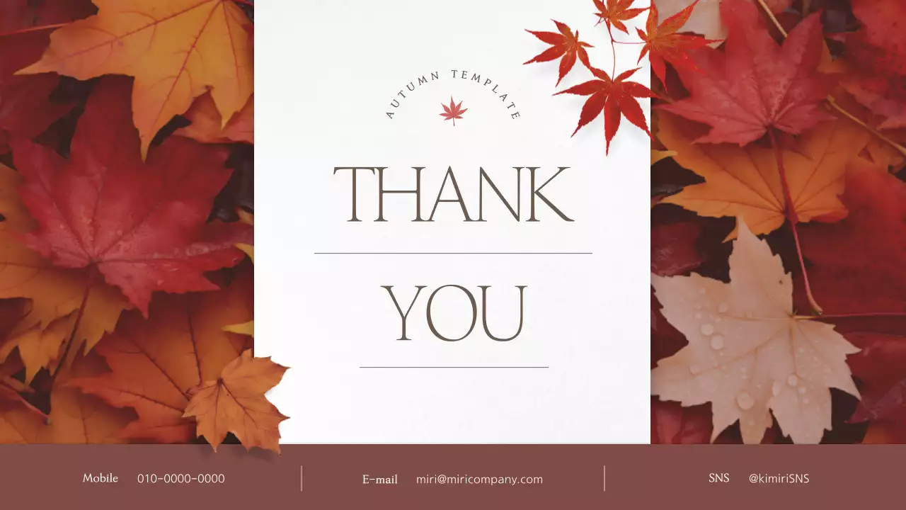 빨강의 빈티지한 가을 단풍의 발표자료