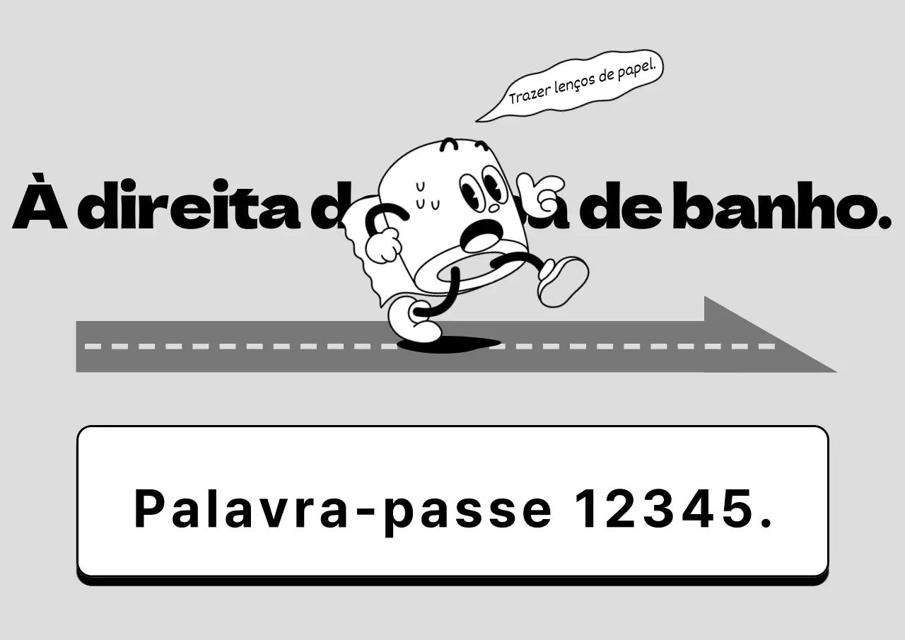 Informações sobre a casa de banho em preto e vermelho