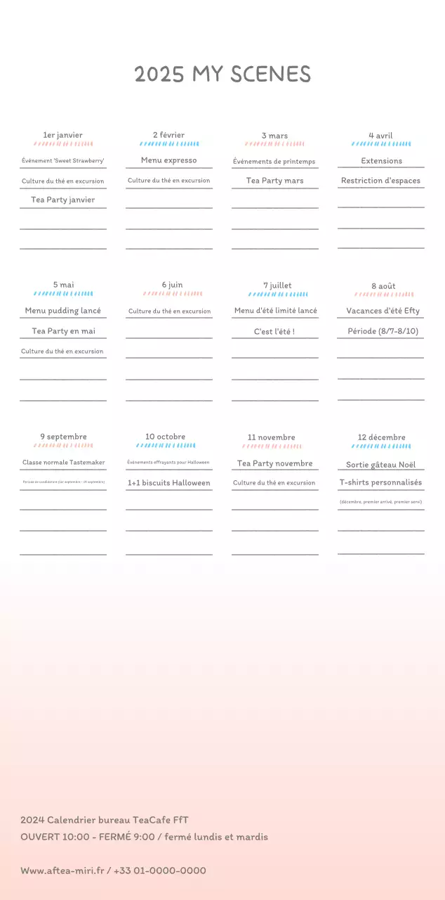 Calendriers mignons avec des illustrations câlines