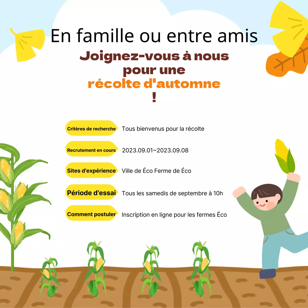 Récapitulatif des expériences de l'automne orange