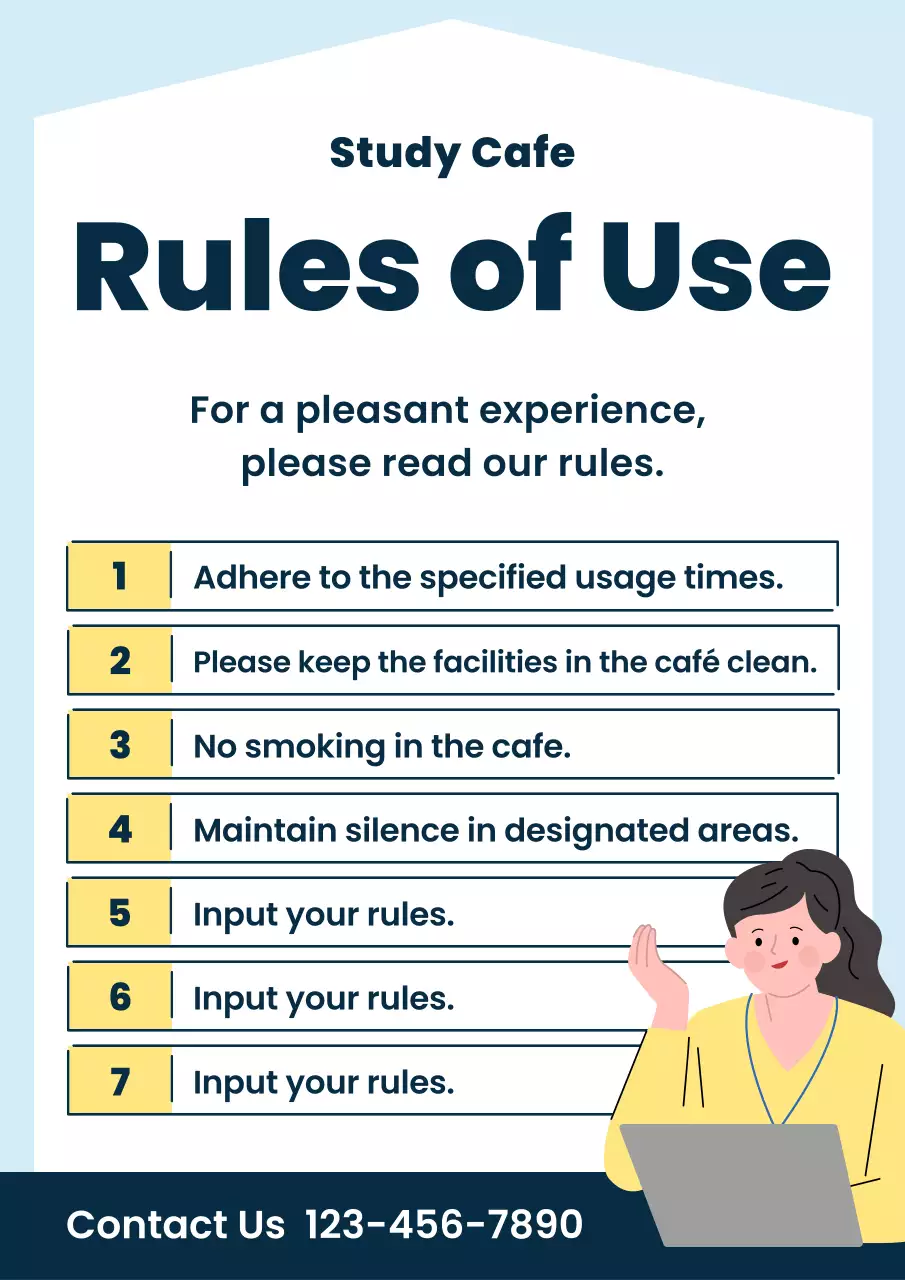 블루 모던 카페 가이드라인 포스터