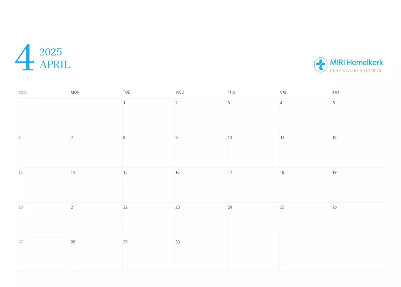 Blauw modern concept kerkkalender