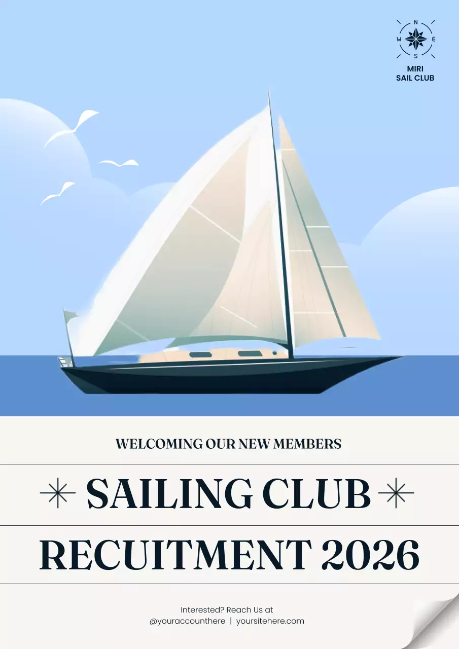 Blue Simple Sailing Recruitment Poster