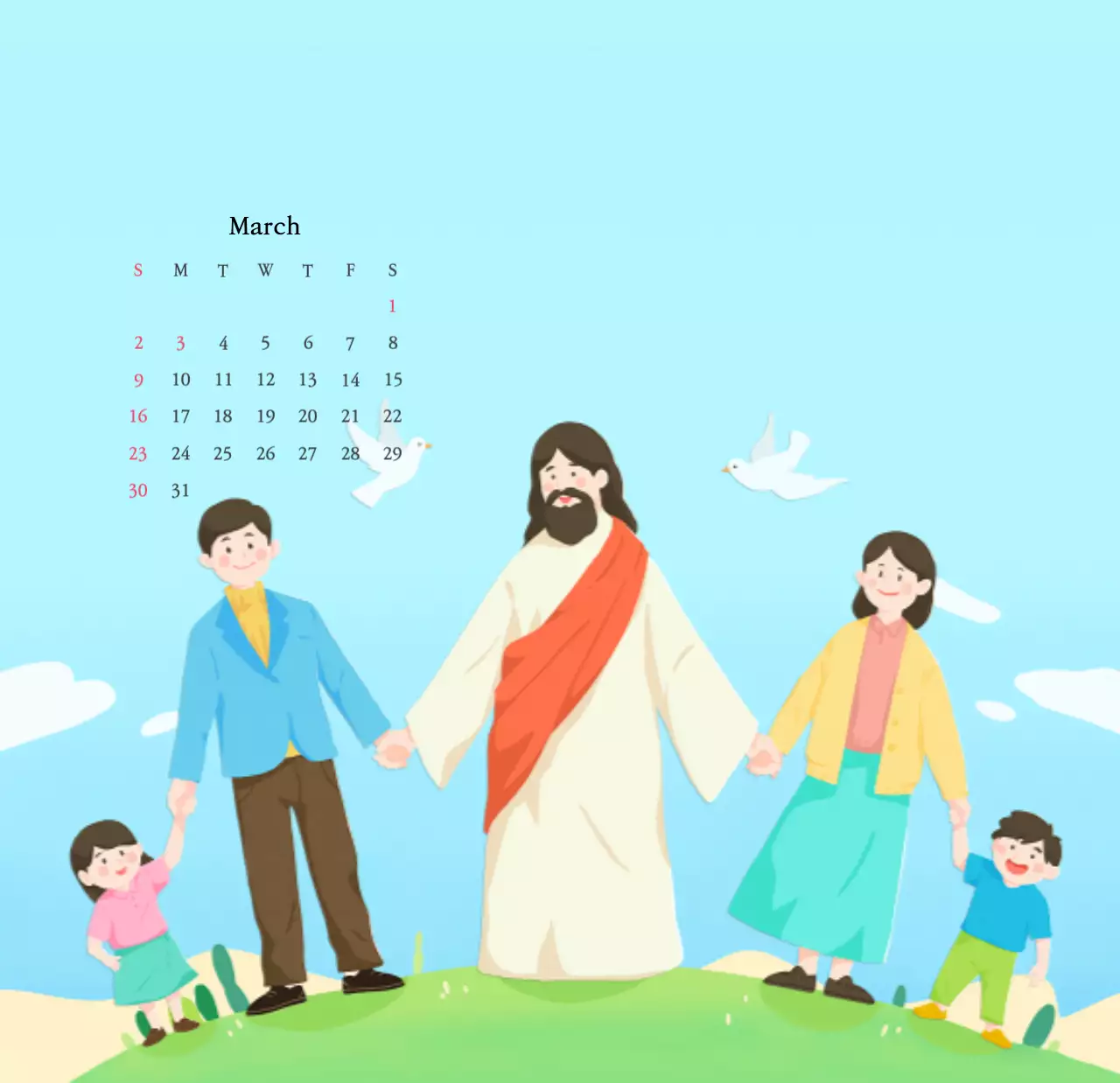 Nhà thờ với những hình minh họa dễ thương với màu sắc ấm áp