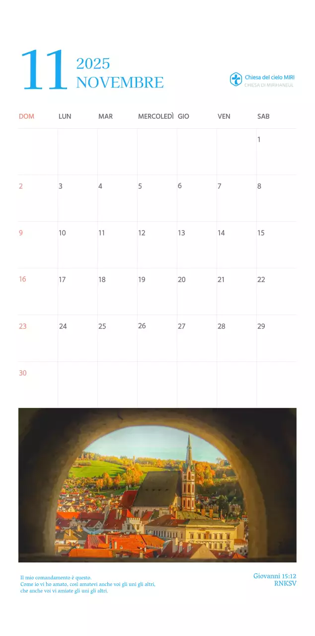 Calendario ecclesiastico blu di concezione moderna