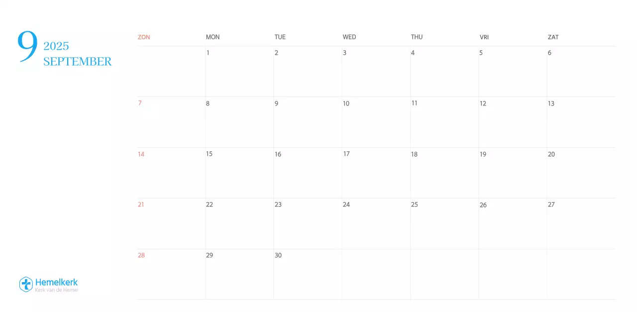 Blauw modern concept kerkkalender