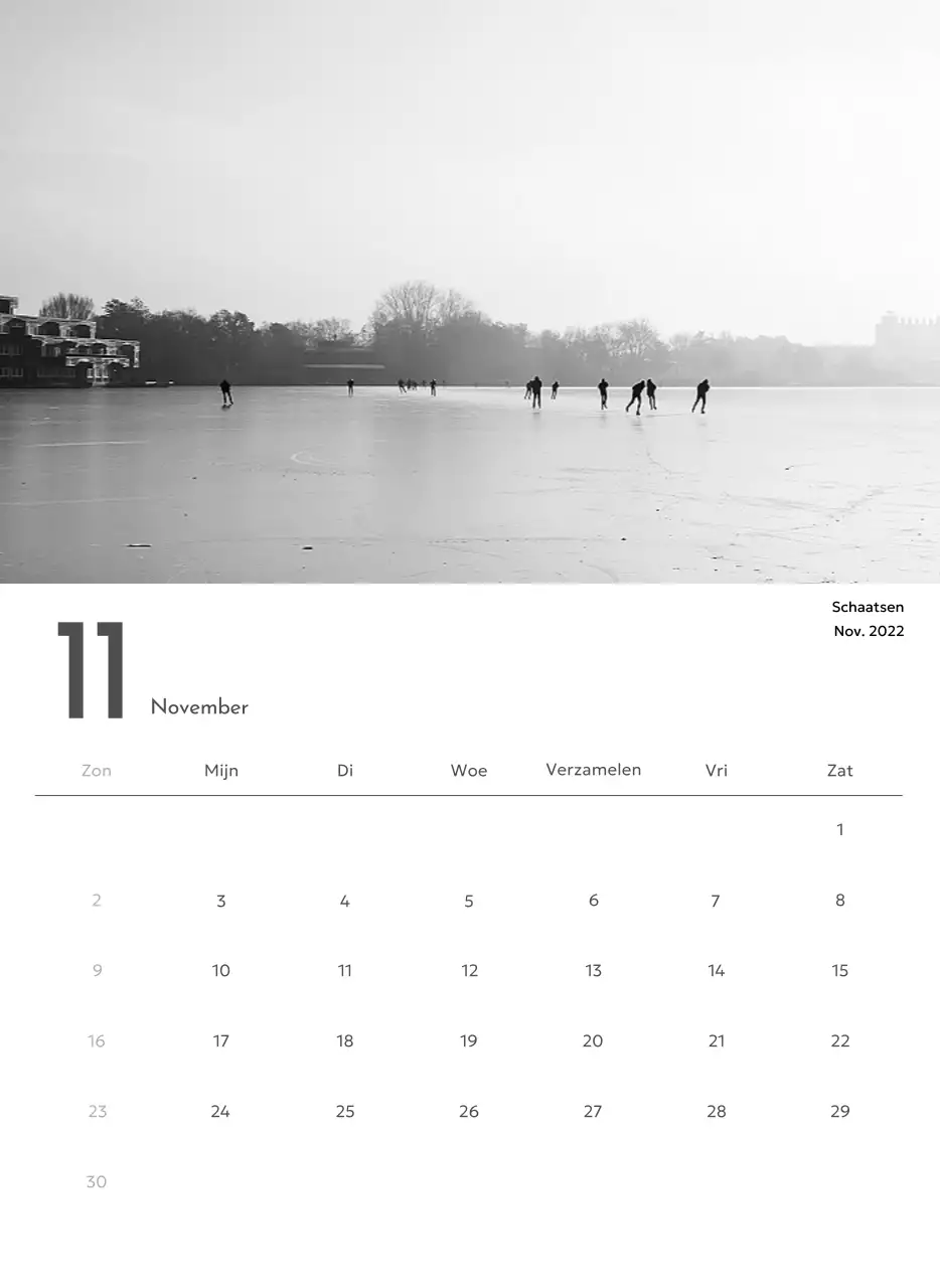 Een fotokalender met een strakke, stedelijke uitstraling