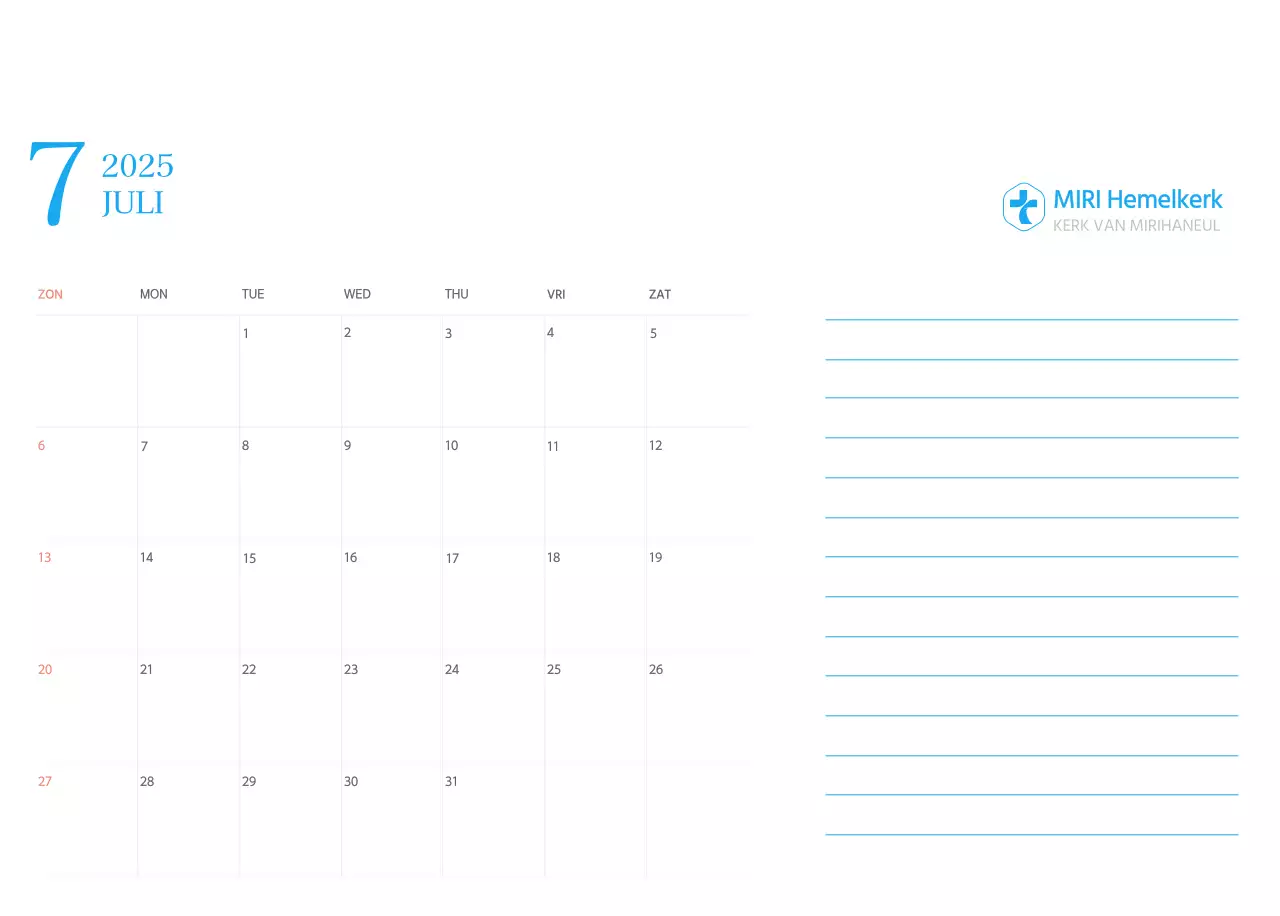 Blauw modern concept kerkkalender