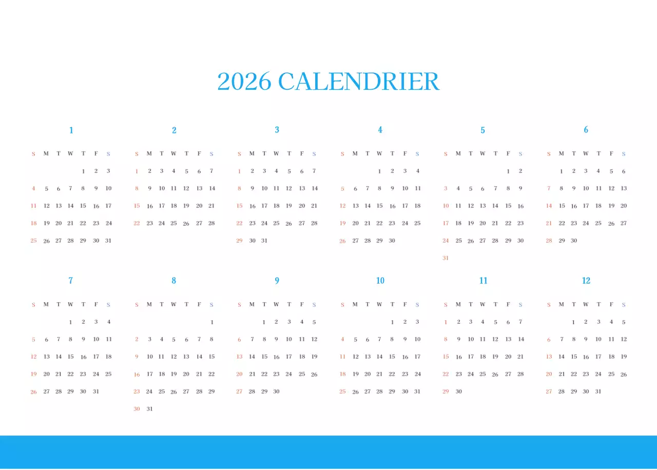 Calendrier d'église moderne bleu