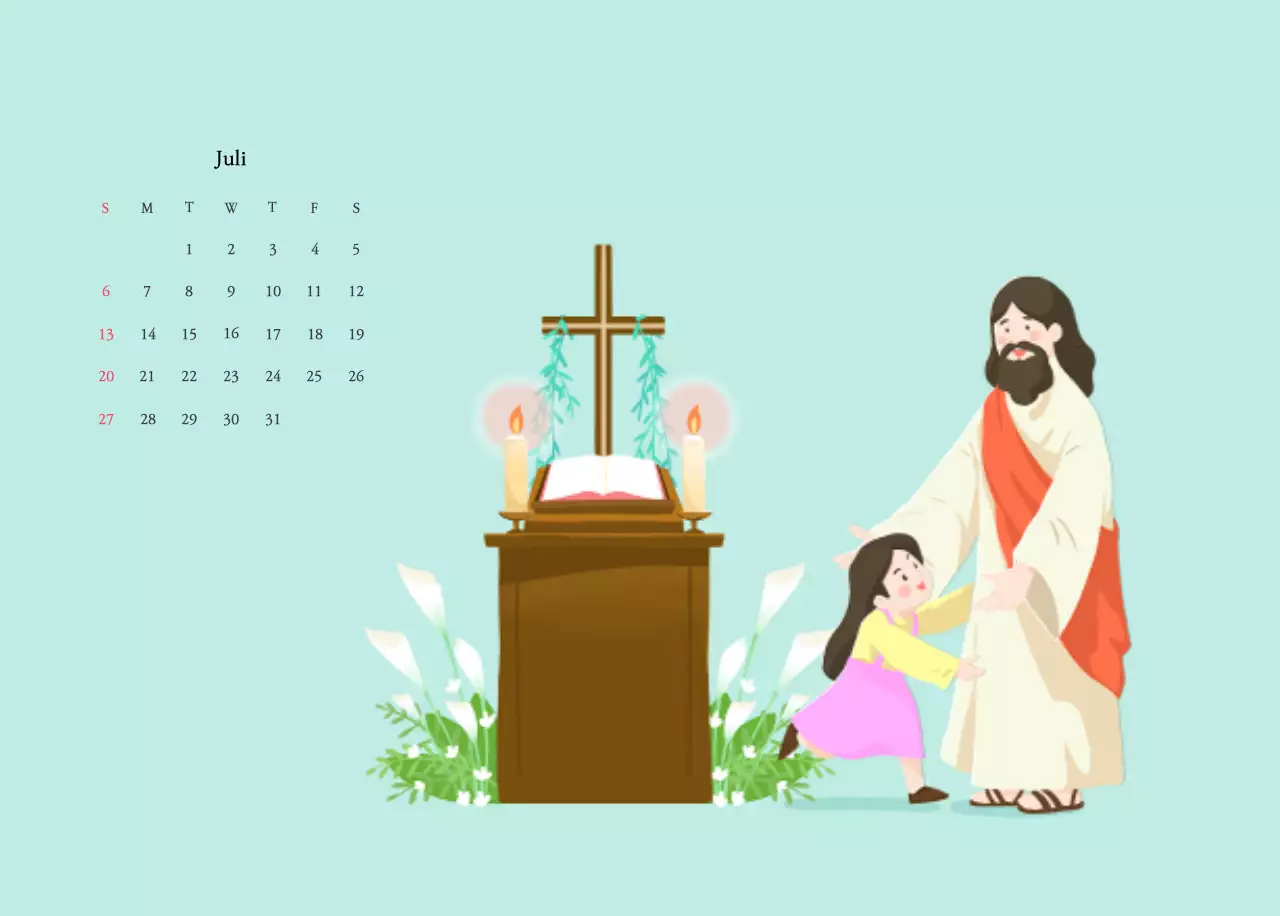 Warme FarbenKirchen mit niedlichen Illustrationen